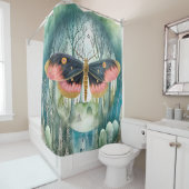 Roze Moth Bos Night Douchegordijn (In situ)