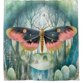 Roze Moth Bos Night Douchegordijn (Voorkant)