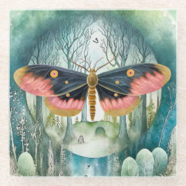 Roze Moth Bos Night Glazen Onderzetter