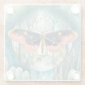 Roze Moth Bos Night Glazen Onderzetter (Achterkant)