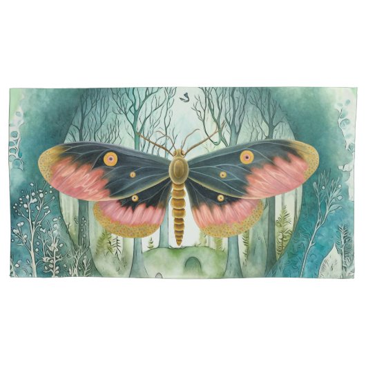Roze Moth Bos Night Kussensloop (Voorkant)