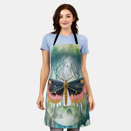 Roze Moth Bos Night Schort (Gedragen)