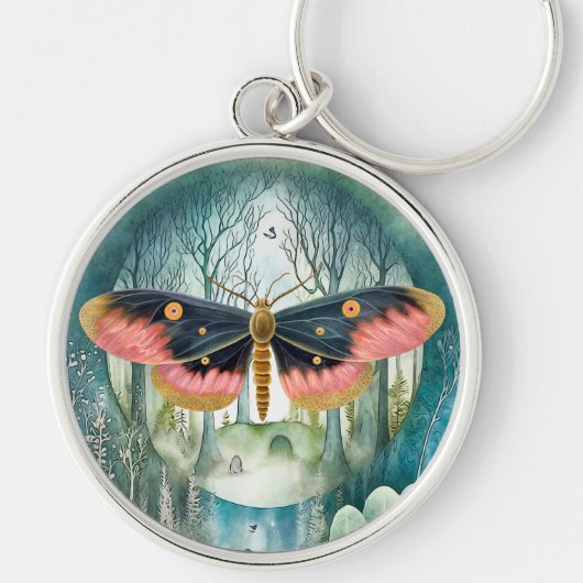 Roze Moth Bos Night Sleutelhanger (Voorkant)