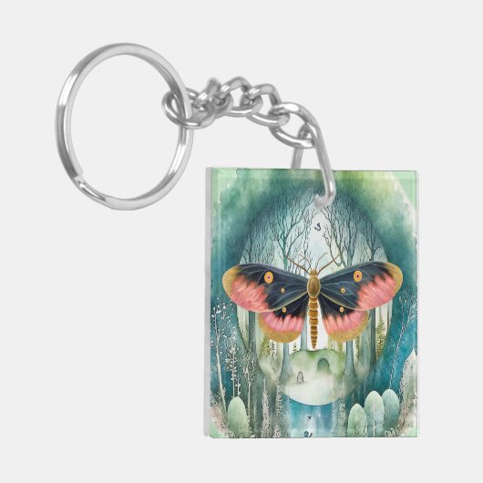 Roze Moth Bos Night Sleutelhanger (Voorkant Links)