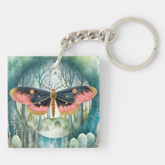 Roze Moth Bos Night Sleutelhanger (Achterkant)