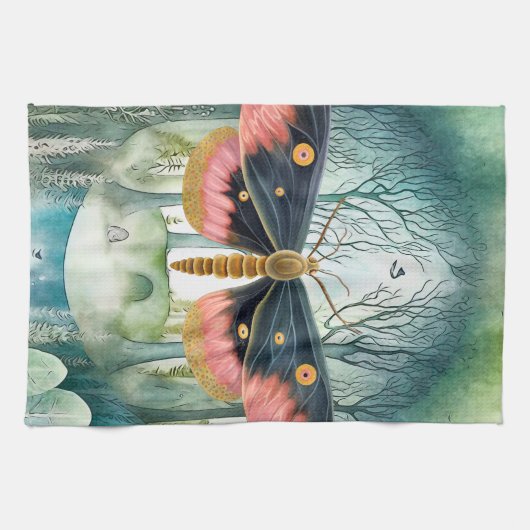 Roze Moth Bos Night Theedoek (Horizontaal)