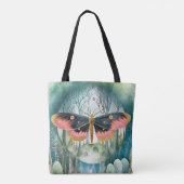 Roze Moth Bos Night Tote Bag (Achterkant)