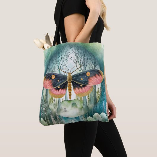 Roze Moth Bos Night Tote Bag (Dichtbij)
