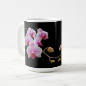 Roze moth Orchids op zwart - Phalaenopsis Koffiemok (Voorkant links)