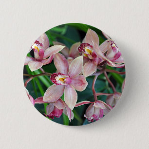 Roze mothorchideeën ronde button 5,7 cm