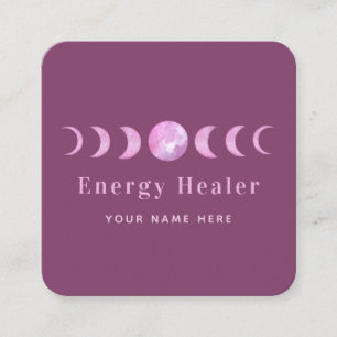Roze motorfase Lunar Energy Healer Spiritueel Vierkante Visitekaartje