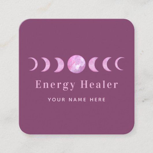 Roze motorfase Lunar Energy Healer Spiritueel Vierkante Visitekaartje (Voorkant)