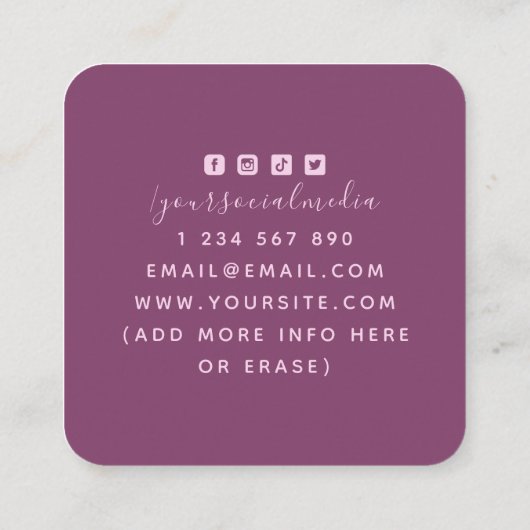 Roze motorfase Lunar Energy Healer Spiritueel Vierkante Visitekaartje (Achterkant)