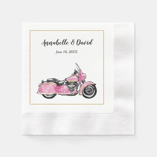 Roze motorfietmonogram Napkin Servet (Voorkant)