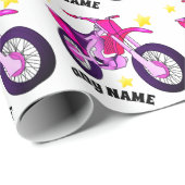 Roze motorfiets en aangepast berichtenverlooppapie cadeaupapier (Rol Hoek)