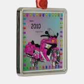 Roze motorfiets in Glas in lood Metalen Ornament (Rechts)