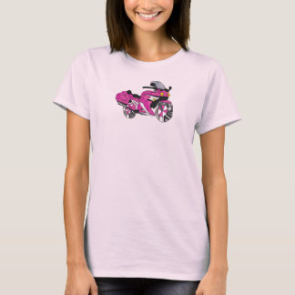 Roze motorfiets in Glas in lood T-shirt