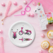 Roze Motorfiets Papieren Bordje (Feest)