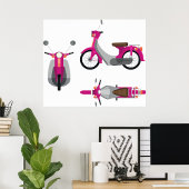 Roze motorfiets Poster