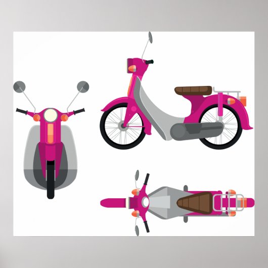 Roze motorfiets Poster (Voorkant)