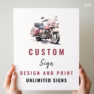 Roze Motorfiets Verjaardag Custom Sign Poster