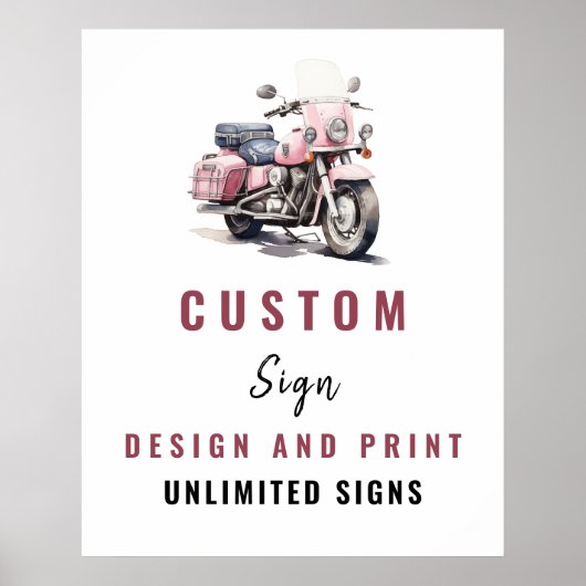 Roze Motorfiets Verjaardag Custom Sign Poster (Voorkant)