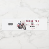 Roze Motorfiets Verjaardag Waterfles Label Etiket (Enkel label)