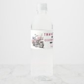 Roze Motorfiets Verjaardag Waterfles Label Etiket (Voorkant)