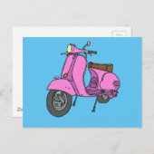 Roze motorscooter briefkaart (Voorkant / Achterkant)
