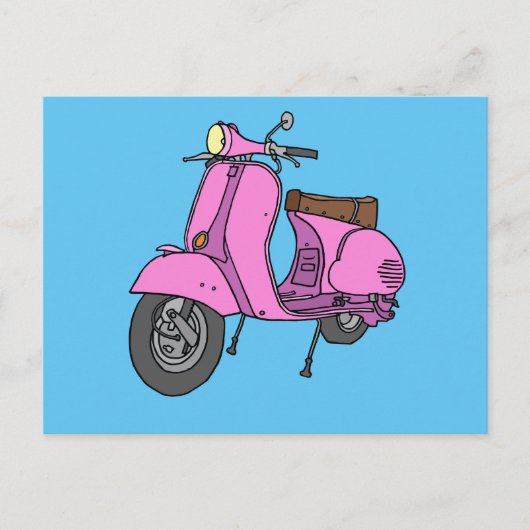Roze motorscooter briefkaart (Voorkant)