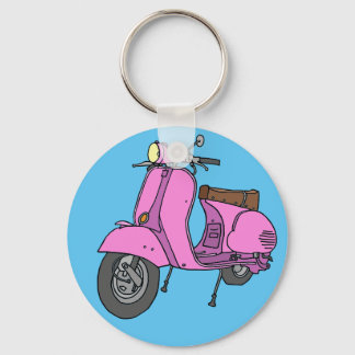 Roze motorscooter sleutelhanger
