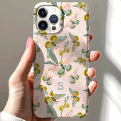 Roze motten en narcissen patroon monogram Case-Mate iPhone case