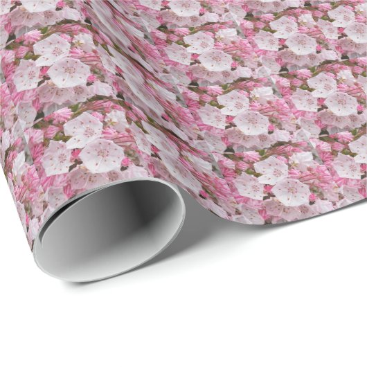 Roze Mountain Laurel Floral Pattern Cadeaupapier (Rol Hoek)
