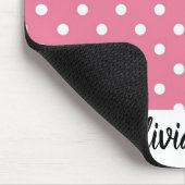 Roze Mousepad met witte pooldots Muismat (Hoek)