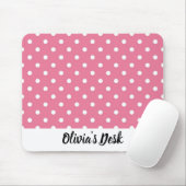 Roze Mousepad met witte pooldots Muismat (Met muis)