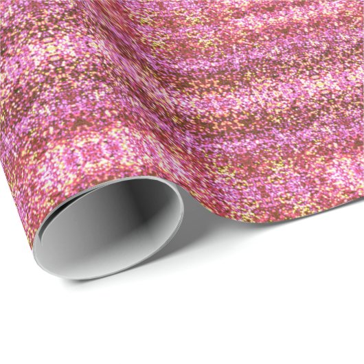 Roze mousserend glitterpatroon cadeaupapier (Rol Hoek)