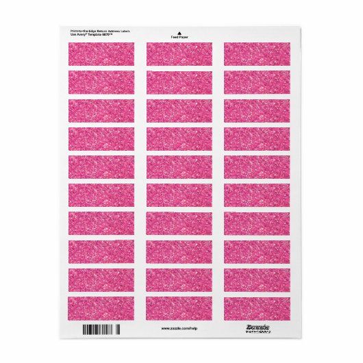 Roze mousserend glitterpatroon etiket (Full Sheet)