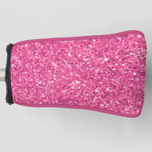 Roze mousserend glitterpatroon golfheadcover (Voorkant)