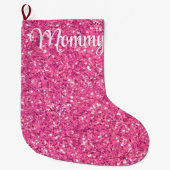 Roze mousserend glitterpatroon grote kerstsok (Voorkant)