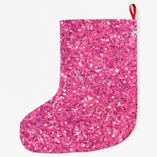 Roze mousserend glitterpatroon grote kerstsok (Achterkant)