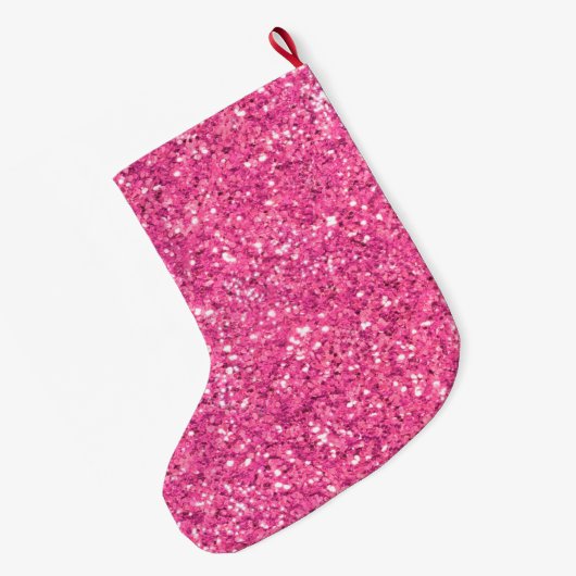 Roze mousserend glitterpatroon grote kerstsok (Achterkant (Hangend))