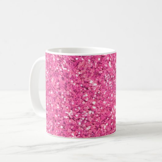 Roze mousserend glitterpatroon koffiemok (Voorkant links)
