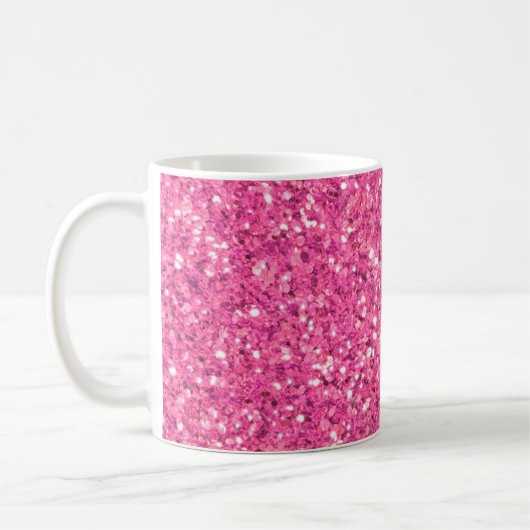 Roze mousserend glitterpatroon koffiemok (Links)