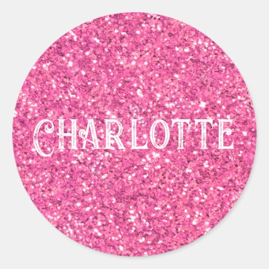 Roze mousserend glitterpatroon ronde sticker (Voorkant)