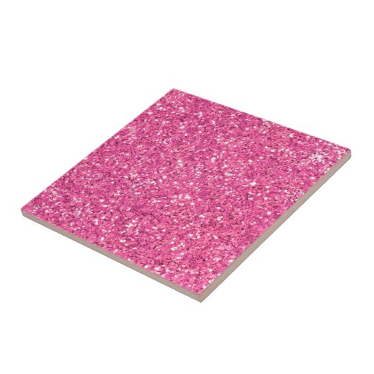 Roze mousserend glitterpatroon tegeltje (Zijkant)