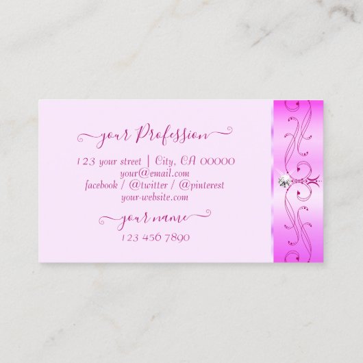 Roze  mousserende diamanten met Logo Visitekaartje (Achterkant)