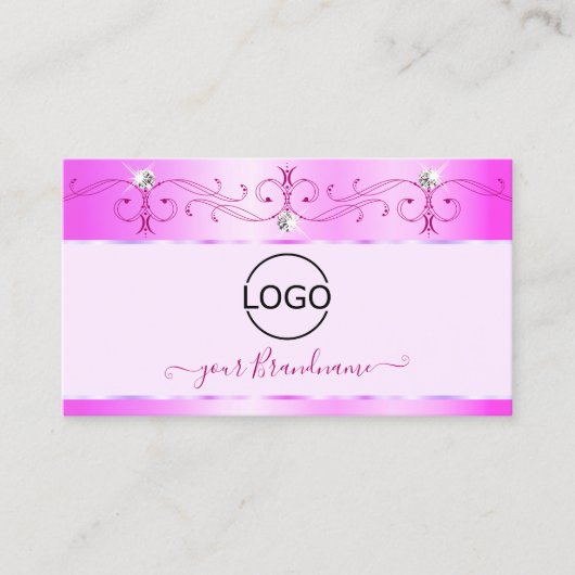 Roze  mousserende diamanten met Logo Visitekaartje (Voorkant)