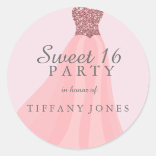 Roze mousserende glitter Geit Sweet 16 Party Ronde Sticker