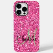 Roze mousserende glitter, monogrammatica Case-Mate iPhone case (Achterkant)