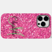 Roze mousserende glitter, monogrammatica Case-Mate iPhone case (Achterkant (horizontaal))